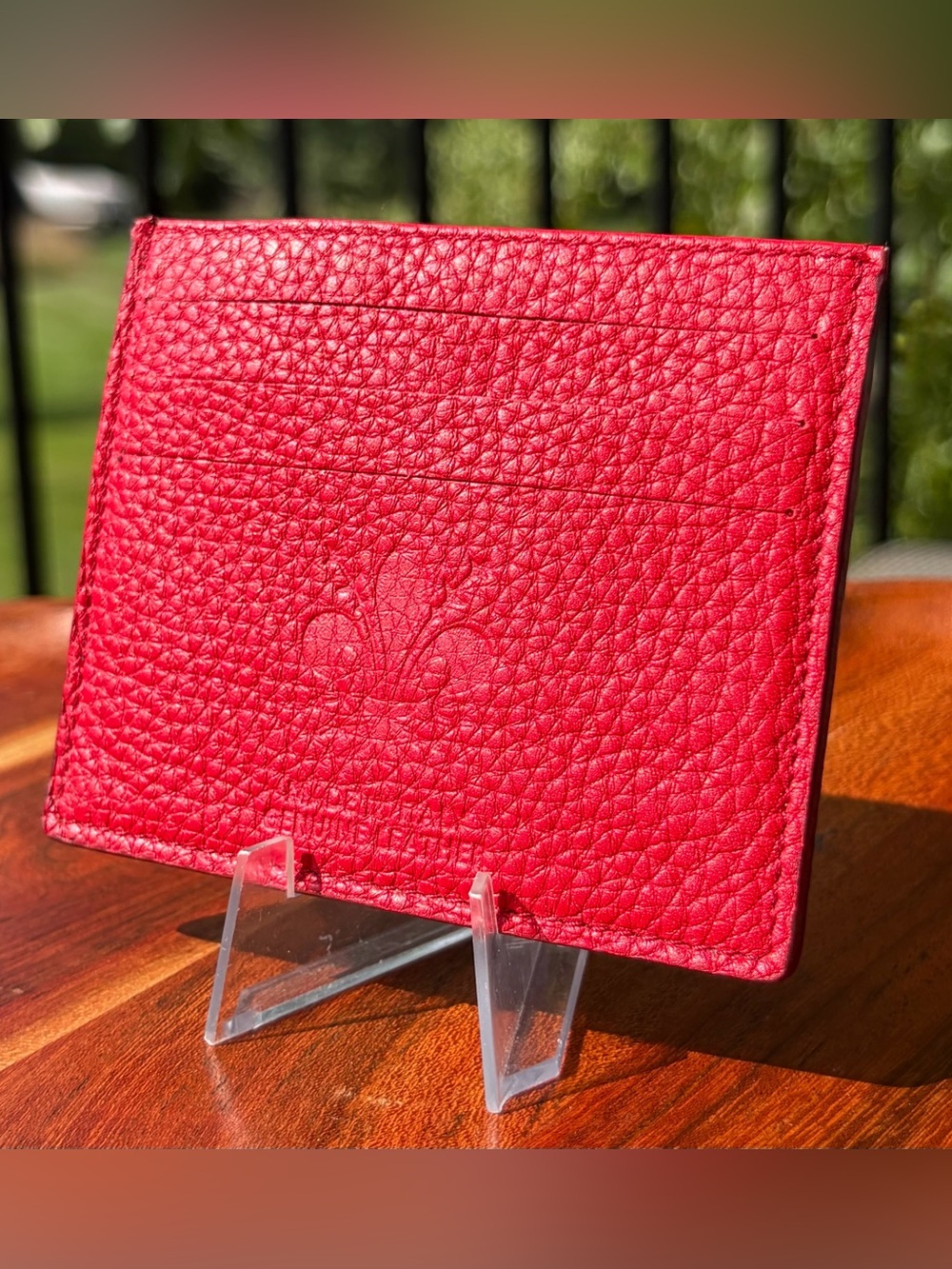 Italian Red Leather Card Holder Wallet Like New - Picture 2 of 6
